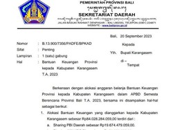 Pemprov Bali Beri Bantuan Keuangan Rp 84 Miliar ke Pemkab Karangasem