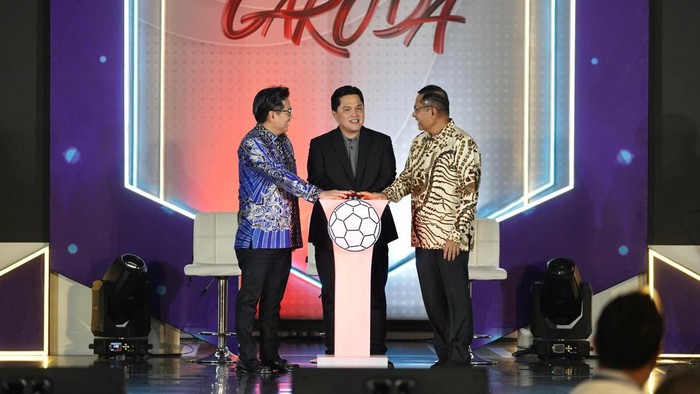 Ketua Umum PSSI Erick Thohir dalam acara apresiasi sponsor.