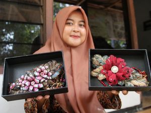 Warga Jombang Manfaatkan Limbah Kain Jadi Bros Cantik Rp 20-50 Ribu/Biji