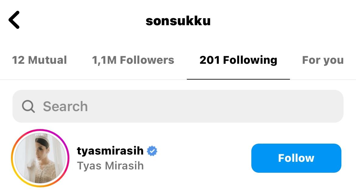 Seon Seok Gu dan Tyas Mirasih saling follow di Instagram