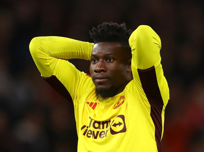 Soccer Football - Champions League - Group A - Manchester United v Galatasaray - Old Trafford, Manchester, Britain - October 3, 2023 Manchester United's Andre Onana reacts REUTERS/Carl Recine