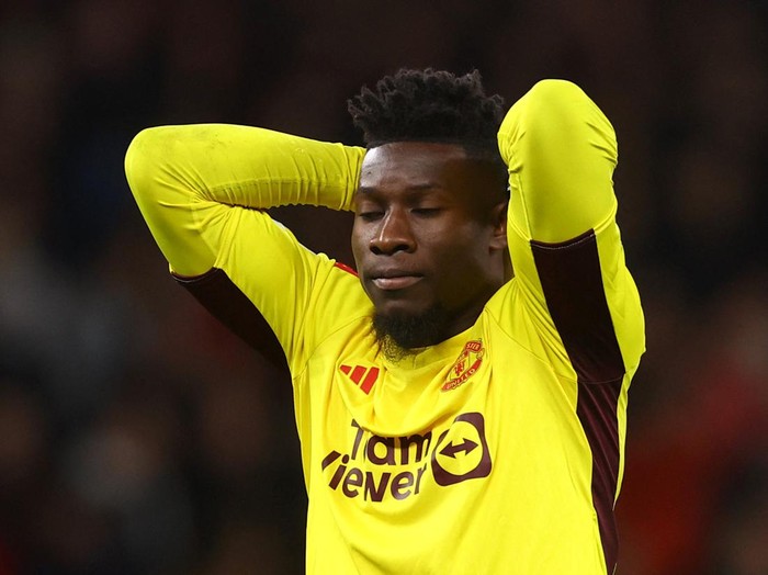 Soccer Football - Champions League - Group A - Manchester United v Galatasaray - Old Trafford, Manchester, Britain - October 3, 2023 Manchester United's Andre Onana reacts REUTERS/Carl Recine