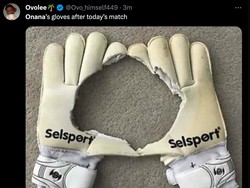 Penampakan sarung tangan Andre Onana. (Foto: Twitter @Ovo_himself449)