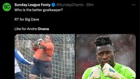 Bahkan kiper Sunday League dianggap bisa bersaing dengan Andre Onana. (Foto: Twitter @SundayChants)