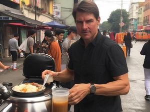 Intip Teknologi AI Ciptakan Foto Selebriti Ternama Jualan Makanan Kaki Lima