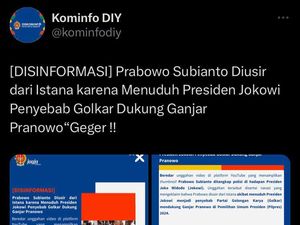 Kominfo DIY Tepis Video Prabowo Diusir dari Istana Kepresidenan: Hoax!