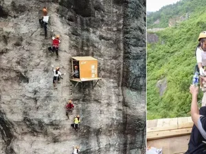 Ngeri-ngeri Sedap! Toko Makanan Ini Terletak di Tengah Tebing Curam
