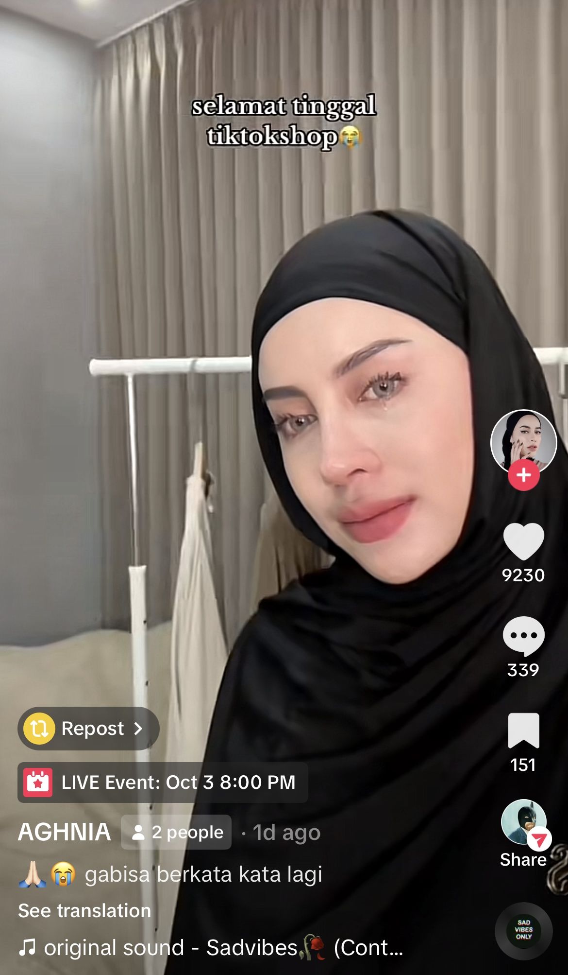 Artis nangis karena TikTok Shop tutup