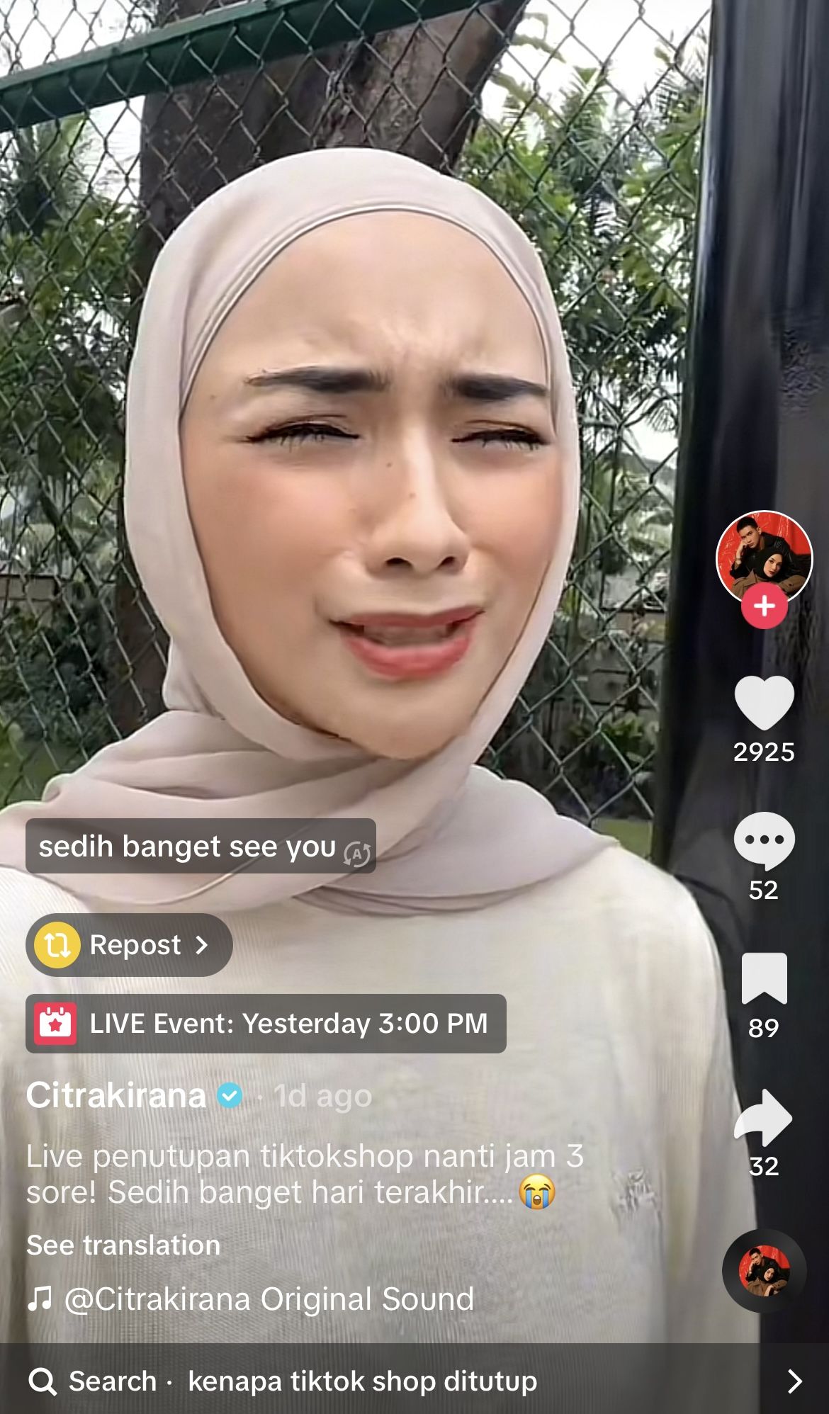 Artis nangis karena TikTok Shop tutup