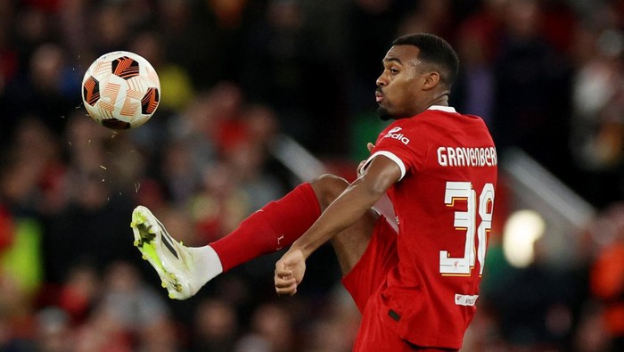 Soccer Football - Europa League - Group E - Liverpool v Union Saint-Gilloise - Anfield, Liverpool, Britain - October 5, 2023 Liverpools Ryan Gravenberch in action REUTERS/Phil Noble