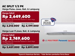 Kapan Lagi Ada Promo AC Split 1/2 PK 2,6 Juta? Cuma di Transmart Full Day Sale!