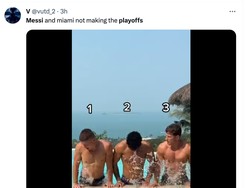 Begini gaya Messi dan rekan-rekannya usai gagal ke playoff sampai September. (Foto: Twitter @vutd_2)