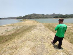 Bekas Jalan Aspal di Tengah Waduk Sermo Terlihat, Biasanya Terendam 2 Meter
