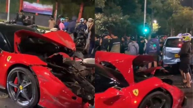 Ferrari ringsek usai tabrak 5 kendaraan di Senayan, Jakarta Pusat