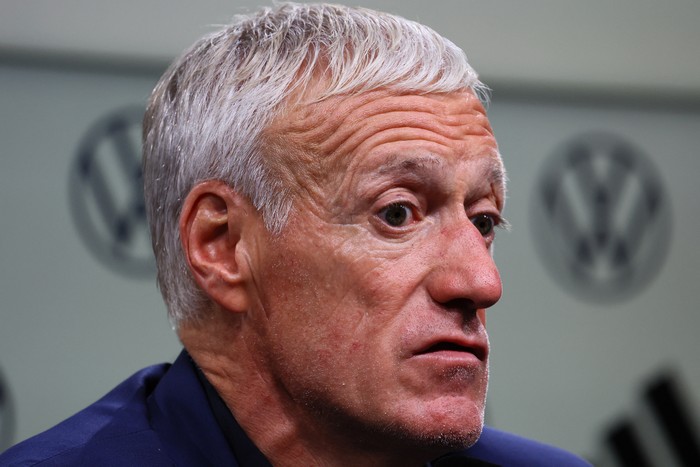 Soccer Football - International Friendly - Germany v France - Signal Iduna Park, Dortmund, Germany - September 12, 2023 France coach Didier Deschamps during press conference after the match REUTERS/Wolfgang Rattay