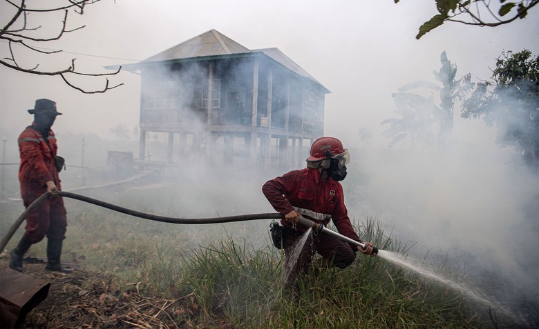 Hari Ke-10 Pemadaman Kebakaran Lahan Gambut di Riau