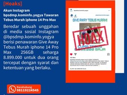 IG BPSDMP Kominfo Jogja Diretas, Posting Hoax Tebus Murah iPhone 14 Pro Max