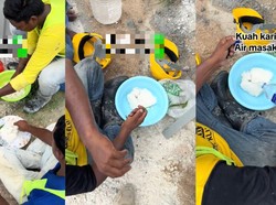 Makan Nasi Pakai Kuah Air Putih, Pekerja Bangunan Ini Bikin Netizen Sedih