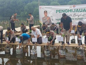 Polri dan Bidang Humas Polda Se-Indonesia Tanam 250 Ribu Bibit Mangrove