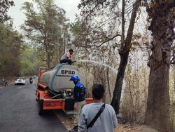 Hutan Gunung Geger Malang Terbakar, Api Menjalar hingga Jalan Raya