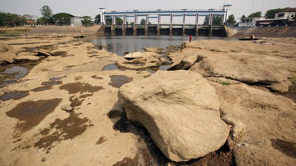 Sungai Cisadane Makin Mengering Gegara Kemarau