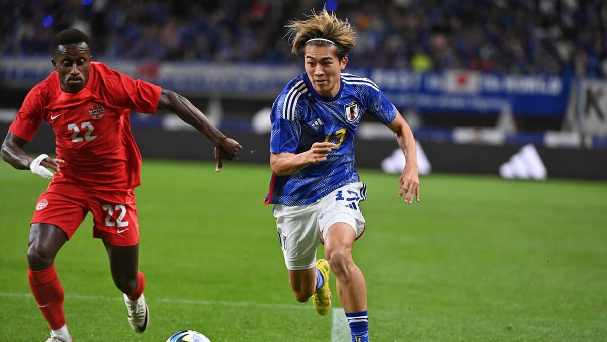 Jepang vs Kanada di laga uji coba. (Foto: Twitter @jfa_samuraiblue)