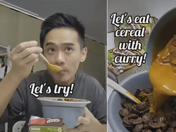 Nyeleneh! Netizen Ini Makan Sereal Pakai Kuah Kari