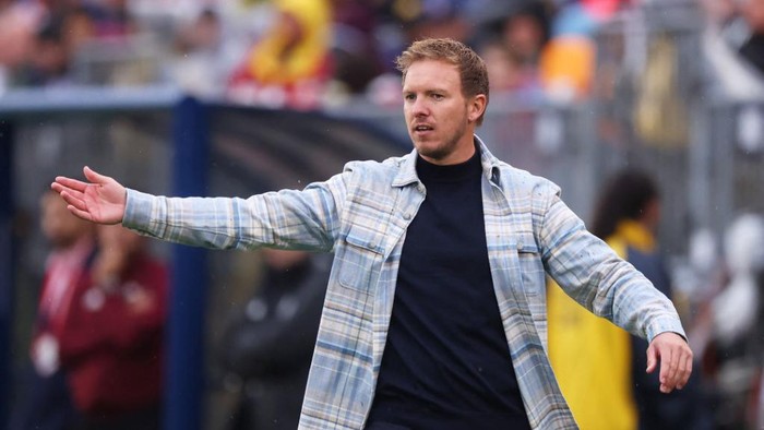 Julian Nagelsmann EAST HARTFORD, CONNECTICUT - OCTOBER 14: Julian Nagelsmann, Manager of Germany, reacts during the international friendly match between Germany and United States at Pratt & Whitney Stadium on October 14, 2023 in East Hartford, Connecticut. Alex Grimm/Getty Images/AFP (Photo by ALEX GRIMM / GETTY IMAGES NORTH AMERICA / Getty Images via AFP)