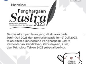 Ini Daftar Nominasi Penghargaan Sastra Kemendikbud 2023 Ini Daftar Nominasi Penghargaan Sastra Kemendikbud 2023
