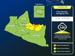 Peringatan Dini BMKG Jogja: Hujan Sedang-Lebat di Gunungkidul Utara Siang Ini