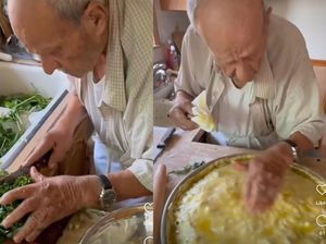 Keren! Kakek 96 Tahun Ini Masih Bugar dan Cekatan Memasak Sendiri