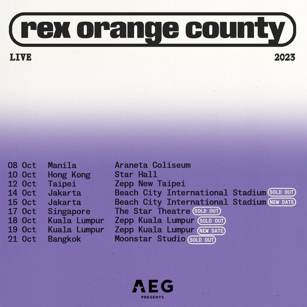 Konser Oktober 2023, Rex Orange County Live in Asia2023/ Foto: Instagram @aegpresentsasia