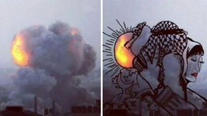 Seniman Palestina, Ubah Asap Perang Jadi Ilustrasi Menyayat Hati