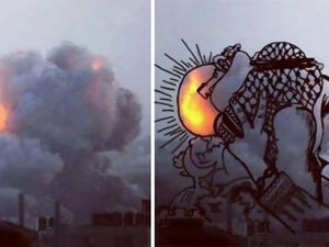 Seniman Palestina, Ubah Asap Perang Jadi Ilustrasi Menyayat Hati