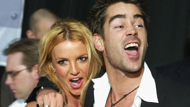 HOLLYWOOD - JANUARY 28:  Singer Britney Spears and actor Colin Farrell arrive at the premiere of 'The Recruit' at the Cinerama Dome on January 28, 2003 in Hollywood, California. (Photo by Kevin Winter/Getty Images) (Photo by Kevin Winter / Getty Images North America / Getty Images via AFP)