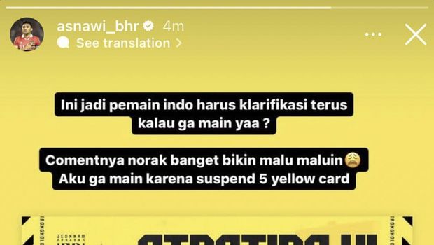 Insta Stories Asnawi Mangkualam
