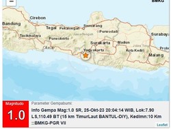 Gempa Darat M 1,0 Terjadi di Bantul Malam Ini
