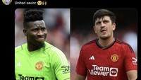 Selain Onana, Harry Maguire juga menjadi pahlawan kemenangan MU. Kalau Onana lewat penyelamatan krusial, Maguire bikin gol tunggal. Foto: dok. Internet/X (Twitter)