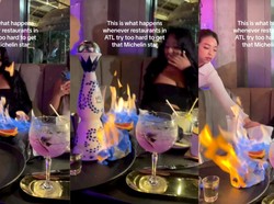 Duh! Pamer Aksi Meracik Tequila, Pelayan Ini Bakar Meja Restoran