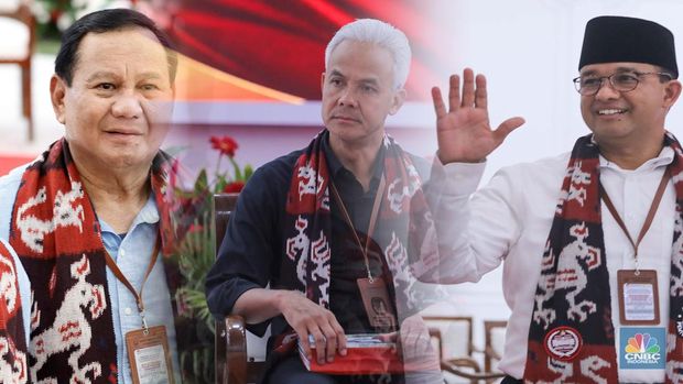 Foto kolase bakal calon presiden Republik Indonesia. (CNBC Indonesia)