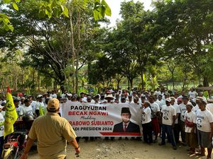 Tukang Becak-Bentor di Ngawi Deklarasi Dukung Prabowo di Pilpres 2024