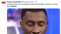 Sejak musim lalu, Chelsea sulit menang di Stamford Bridge. Bahkan Brentford bisa menang dua kali di markas Si Biru. Sedih amat. (Foto: Twitter @ProjectFootball)