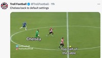 Kekalahan membuat Chelsea masih tercecer di papan tengah klasemen Liga Inggris. Balik ke settingan pabrik, nih. (Foto: Twitter @TrollFootball)