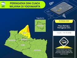 Peringatan Dini Cuaca Jogja: Hujan di Sleman Utara Siang Ini