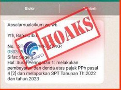 Beredar Pesan WA Denda PPh Catut Kantor Pajak Jogja, Kominfo DIY: Hoaks!