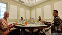 Momen Penuh Tawa Jokowi saat Jamu Anies, Ganjar dan Prabowo Makan Siang