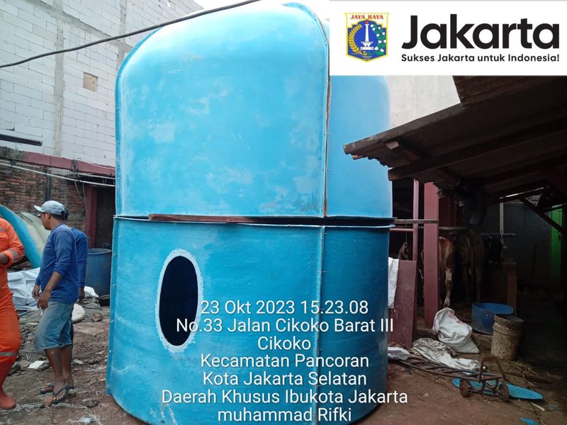 Tabung biogas di peternakan warga bernama Burhan, di Cikoko, Pancoran, Jaksel. (Dok Pemkot Jaksel)