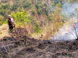 Pipa Air Hangus Akibat Gunung Abang Terbakar, Ratusan KK Terancam Krisis Air