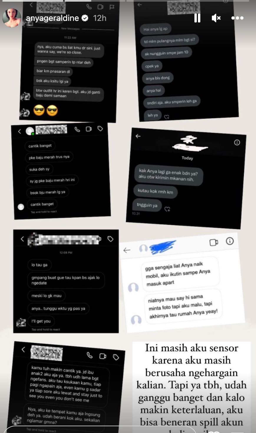 Anya Geraldine mendapatkan pesan singkat dari orang tidak dikenal.