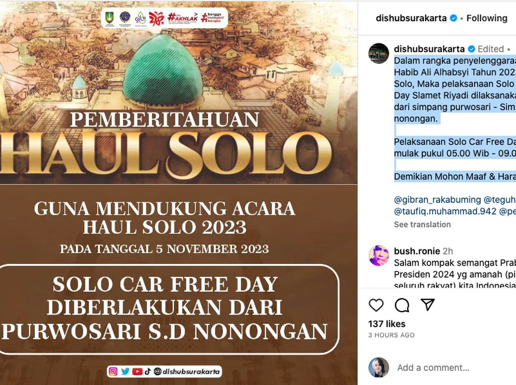 Ada Haul Habib Ali, CFD Solo Minggu 5 November Hanya di Purwosari-Nonongan